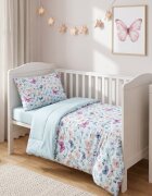 Kerstin Set lenjerie 2 piese pentru patut copii Fluturasi husa pilota 120x90 si fata perna 40x60 cm design versatil cu doua fete tesatura moale inchidere cu fermoar