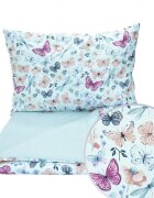 Kerstin Set lenjerie 2 piese pentru patut copii Fluturasi husa pilota 120x90 si fata perna 40x60 cm design versatil cu doua fete tesatura moale inchidere cu fermoar