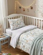 Kerstin Set lenjerie 2 piese pentru patut copii Forest animals husa pilota 120x90 si fata perna 40x60 cm design versatil cu doua fete tesatura moale inchidere cu fermoar