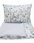Kerstin Set lenjerie 2 piese pentru patut copii Forest animals husa pilota 120x90 si fata perna 40x60 cm design versatil cu doua fete tesatura moale inchidere cu fermoar