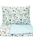 Kerstin Set lenjerie 2 piese pentru patut copii Hedgehog husa pilota 120x90 si fata perna 40x60 cm design versatil cu doua fete tesatura moale inchidere cu fermoar