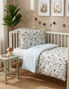 Kerstin Set lenjerie 2 piese pentru patut copii Hedgehog husa pilota 120x90 si fata perna 40x60 cm design versatil cu doua fete tesatura moale inchidere cu fermoar