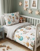 Kerstin Set lenjerie 2 piese pentru patut copii Micul print husa pilota 120x90 si fata perna 40x60 cm design versatil cu doua fete tesatura moale inchidere cu fermoar
