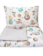Kerstin Set lenjerie 2 piese pentru patut copii Micul print husa pilota 120x90 si fata perna 40x60 cm design versatil cu doua fete tesatura moale inchidere cu fermoar
