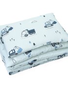 Kerstin Set lenjerie cu 2 piese pentru patut cosleepercarucior Tractors 70x80 cmrealizata din bumbac 100 certificat OEKO TEXinchidere cu fermoar