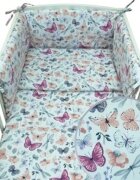 Kerstin Set lenjerie de patut 3 piese Fluturasi cu husa de pilotafata de perna si aparatoare laterala 180x30 cmdin bumbacinchidere cu fermoarcompatibila pautut 120x60 cm