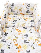 Kerstin Set lenjerie de patut 3 piese Forest Friends cu husa de pilotafata de perna si aparatoare laterala 180x30 cmdin bumbacinchidere cu fermoarcompatibila pautut 120x60 cm