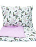 Kerstin Set lenjerie pentru patut copii cu 2 piese Pink Bunnymodel cu 2 fetehusa pilota 135x100cmfata perna 40x60cmdin bumbac moale certificat OEKO TEXinchidere cu fermoar