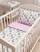 Kerstin Set lenjerie pentru patut copii cu 2 piese Pink Bunnymodel cu 2 fetehusa pilota 135x100cmfata perna 40x60cmdin bumbac moale certificat OEKO TEXinchidere cu fermoar