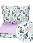 Kerstin Set lenjerie pentru patut copii cu 2 piese Pink Bunnymodel cu 2 fetehusa pilota 135x100cmfata perna 40x60cmdin bumbac moale certificat OEKO TEXinchidere cu fermoar