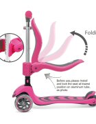 KicknRoll Trotineta 2 in 1 green cu 3 roti LED transformabila pliabila ghidon reglabil scaun reglabil si detasabil greutate suportata 50 kg