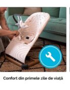 Kidnort Balansoar ergonomic pentru copii Moln Bej cu centura de siguranta bara cu jucarii detasabila spatar ajustabil pliabil si usor de transportat