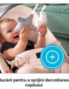 Kidnort Balansoar ergonomic pentru copii Moln Black cu centura de siguranta bara cu jucarii detasabila spatar ajustabil pliabil si usor de transportat