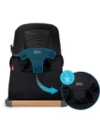 Kidnort Balansoar ergonomic pentru copii Moln Black cu centura de siguranta bara cu jucarii detasabila spatar ajustabil pliabil si usor de transportat