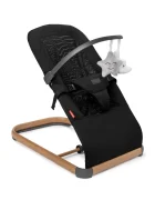 Kidnort Balansoar ergonomic pentru copii Moln Black cu centura de siguranta bara cu jucarii detasabila spatar ajustabil pliabil si usor de transportat