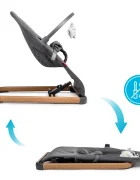 Kidnort Balansoar ergonomic pentru copii Moln Grey cu centura de siguranta bara cu jucarii detasabila spatar ajustabil pliabil si usor de transportat