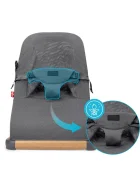 Kidnort Balansoar ergonomic pentru copii Moln Grey cu centura de siguranta bara cu jucarii detasabila spatar ajustabil pliabil si usor de transportat