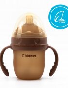 Kidnort Biberon anti-colici pentru bebelusi 0-3 luni Eple sterilizabil cu pai moale din silicon si biluta gravitationala incorporata maner ergonomic detasabil capacitate 150 ml Brown