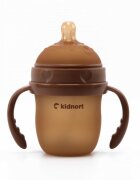 Kidnort Biberon anti-colici pentru bebelusi 0-3 luni Eple sterilizabil cu pai moale din silicon si biluta gravitationala incorporata maner ergonomic detasabil capacitate 150 ml Brown