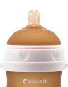 Kidnort Biberon anti-colici pentru bebelusi 0-3 luni Eple sterilizabil cu pai moale din silicon si biluta gravitationala incorporata maner ergonomic detasabil capacitate 150 ml Pink