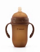 Kidnort Biberon anti-colici pentru bebelusi de la 6 luni Eple nivelul de debit 5 cu pai moale din silicon si biluta gravitationala incorporata maner ergonomic detasabil capacitate 250 ml Brown