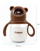 Kidnort Biberon cu tetina anti-colici debit variabil Jordbaer Brown 240ml de la 6 luni echipat cu Pai cu bila gravitationala si maner ergonomic detasabil