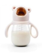 Kidnort Biberon cu tetina anti-colici debit variabil Jordbaer Pink 300 ml de la 6 luni echipat cu Pai cu bila gravitationala si maner ergonomic detasabil
