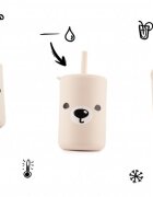 Kidnort Cana din silicon pentru copii cu capac si pai 200 ml Retter Mjolk Teddy Bej
