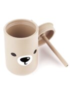Kidnort Cana din silicon pentru copii cu capac si pai 200 ml Retter Mjolk Teddy Bej