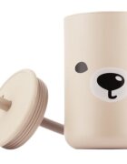 Kidnort Cana din silicon pentru copii cu capac si pai 200 ml Retter Mjolk Teddy Bej