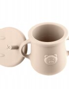 Kidnort Cana din silicon pentru copii cu manere laterale pai flexibil si capac anti-scurgere 200 ml Retter Mjolk Bej