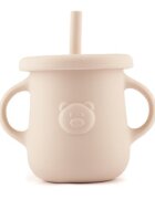 Kidnort Cana din silicon pentru copii cu manere laterale pai flexibil si capac anti-scurgere 200 ml Retter Mjolk Bej