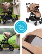 Kidnort Carucior 2 in 1 pentru copii Alskar beige cu Landou pliabil capotina extensibila spatar reglabil si suport de picioare ajustabil 0 Luni+ 22kg