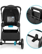 Kidnort Carucior 2 in 1 pentru copii Alskar black cu Landou pliabil capotina extensibila spatar reglabil si suport de picioare ajustabil 0 Luni+ 22kg