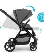 Kidnort Carucior 2 in 1 pentru copii Alskar dark gray cu Landou pliabil capotina extensibila spatar reglabil si suport de picioare ajustabil 0 Luni+ 22kg
