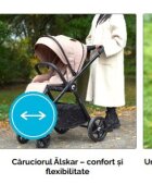 Kidnort Carucior 4 in 1 pentru copii Alskar black cu landou scaun baza isofix pliabil capotina extensibila spatar ajustabil si suport pentru picioare reglabil 0 Luni+ 22kg