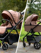Kidnort Carucior 4 in 1 pentru copii Alskar dark gray cu landou scaun baza isofix pliabil capotina extensibila spatar ajustabil si suport pentru picioare reglabil 0 Luni+ 22kg