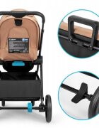 Kidnort Carucior pentru copii Alskar beige 6-48 luni pana la 22 kg bara de protectie detasabila capotina extensibila spatar si suport pentru picioare reglabile cu geanta si accesorii incluse
