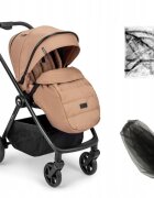 Kidnort Carucior pentru copii Alskar beige 6-48 luni pana la 22 kg bara de protectie detasabila capotina extensibila spatar si suport pentru picioare reglabile cu geanta si accesorii incluse