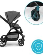 Kidnort Carucior pentru copii Alskar dark gray 6-48 luni pana la 22 kg bara de protectie detasabila capotina extensibila spatar si suport pentru picioare reglabile cu geanta si accesorii incluse