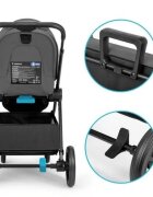Kidnort Carucior pentru copii Alskar dark gray 6-48 luni pana la 22 kg bara de protectie detasabila capotina extensibila spatar si suport pentru picioare reglabile cu geanta si accesorii incluse