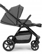 Kidnort Carucior pentru copii Alskar dark gray 6-48 luni pana la 22 kg bara de protectie detasabila capotina extensibila spatar si suport pentru picioare reglabile cu geanta si accesorii incluse