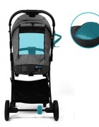 Kidnort Carucior pentru copii Fjallrav Black cu pliere compacta suspensie integrala spatar si viziera reglabile pana la 22 kg accesorii incluse suport pentru pahar husa transport