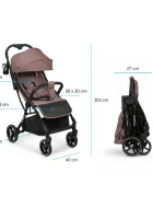Kidnort Carucior pentru copii Fjallrav Mocha Mousse cu pliere compacta suspensie integrala spatar si viziera reglabile pana la 22 kg accesorii incluse suport pentru pahar husa transport