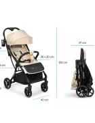 Kidnort Carucior pentru copii Fjallrav Summer Sand cu pliere compacta suspensie integrala spatar si viziera reglabile pana la 22 kg accesorii incluse suport pentru pahar husa transport