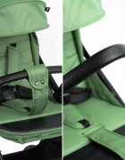 Kidnort Carucior pentru copii Fjallrav Verde cu pliere ultracompacta suspensie integrala spatar si viziera reglabile pana la 22 kg accesorii incluse suport pentru pahar husa transport