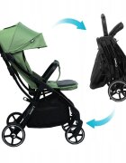 Kidnort Carucior pentru copii Fjallrav Verde cu pliere ultracompacta suspensie integrala spatar si viziera reglabile pana la 22 kg accesorii incluse suport pentru pahar husa transport