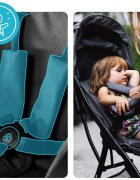 Kidnort Carucior pentru copii Fjallrav Verde cu pliere ultracompacta suspensie integrala spatar si viziera reglabile pana la 22 kg accesorii incluse suport pentru pahar husa transport