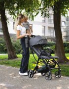 Kidnort Carucior pentru copii Fjallrav Verde cu pliere ultracompacta suspensie integrala spatar si viziera reglabile pana la 22 kg accesorii incluse suport pentru pahar husa transport