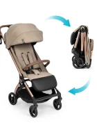 Kidnort Carucior pentru copii Sjooter Beige pliabil compact spatar reglabil copertina pliabila si impermeabila UV50+ compatibil avion roti cu suspensie accesorii incluse pana la 22 kg